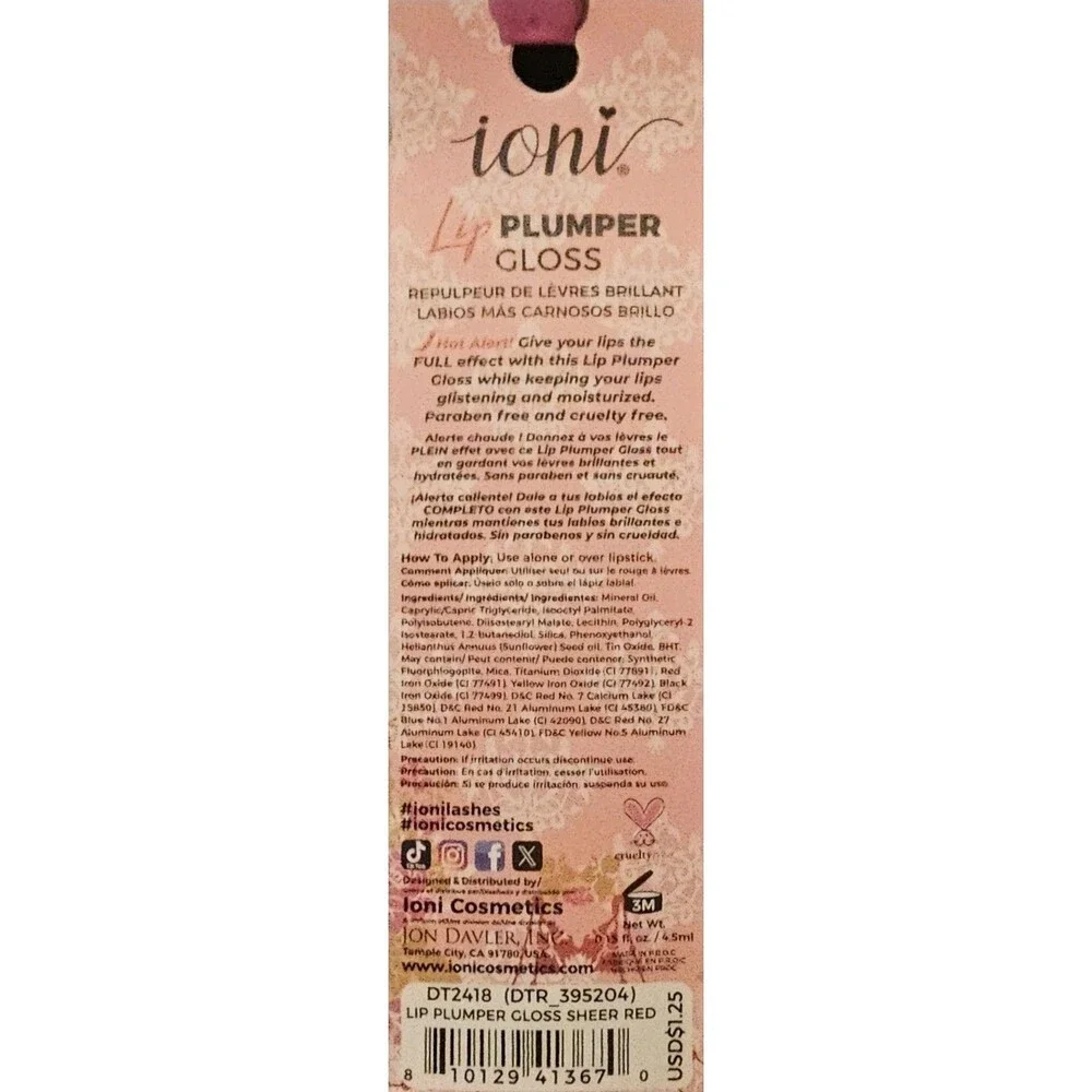 Ioni Lip Plumper Gloss Sheer Red 